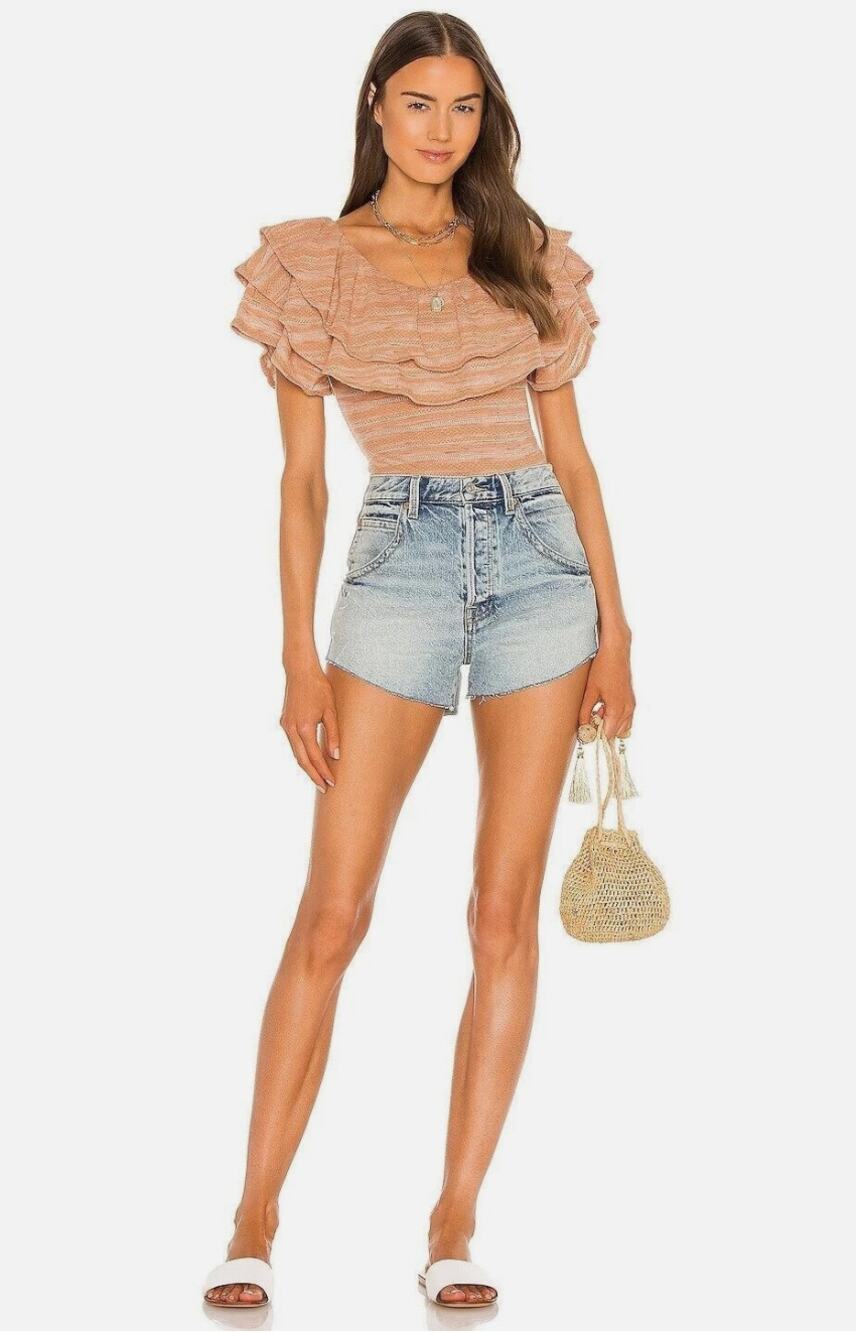 Free People Taliesin High Rise Cutoff Denim Shorts 26 Boho Casual